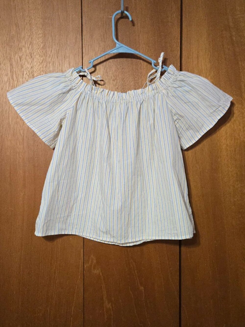 H&M White, Yellow, and Blue striped off-the-shoulder top - size 2